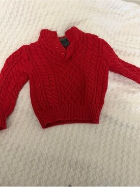 #160 GAP Red Cable-Knit Button Mock Neck Sweater